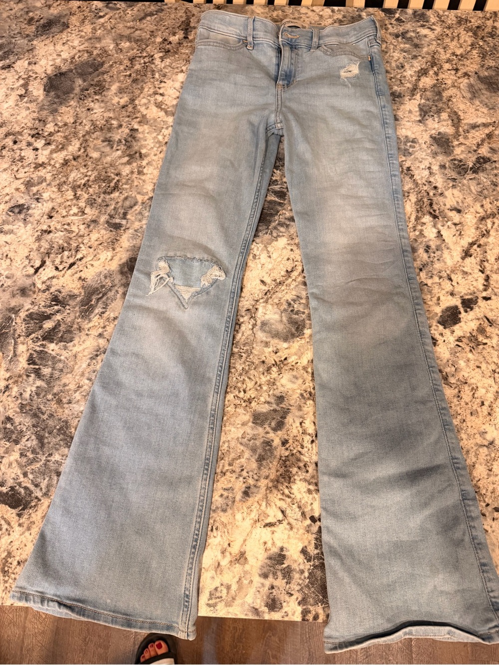 abercrombie kids Light Wash Distressed Flare Jeans